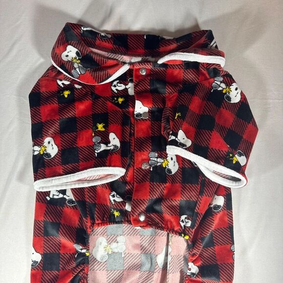Snoopy Peanuts Dog Pajamas red and black plaid Berkshire Pet collection Medium - Picture 2 of 11